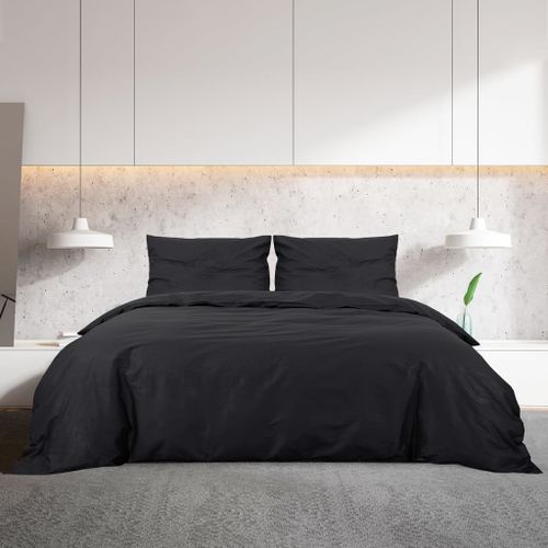 Ensemble de housse de couette Noir 260x220 cm Microfibre légère - Photo n°3; ?>