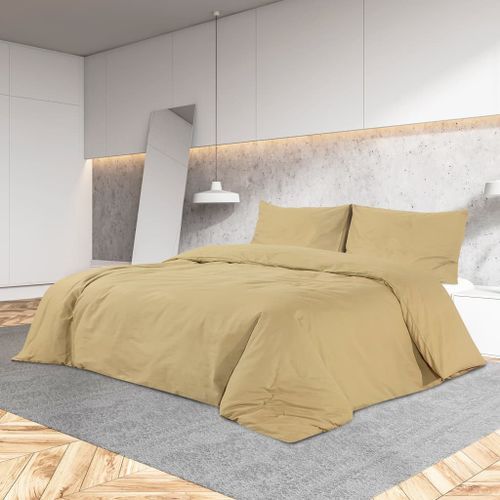 Ensemble de housse de couette Taupe 140x200 cm Coton - Photo n°2; ?>