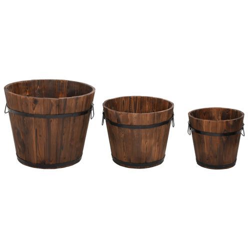 Ensemble de jardinière godet 3 pcs bois massif de sapin - Photo n°2; ?>