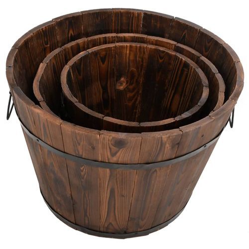 Ensemble de jardinière godet 3 pcs bois massif de sapin - Photo n°3; ?>