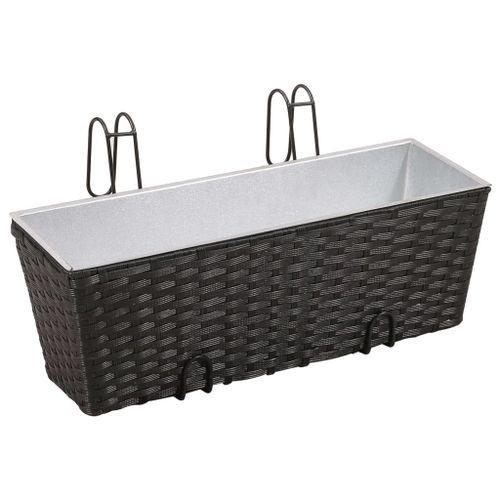 Ensemble de jardinières de balcon Trapèze Rotin 50cm 2 pcs Noir - Photo n°2; ?>