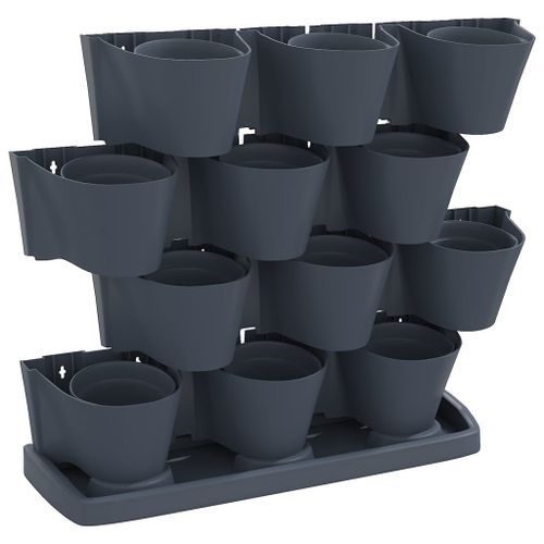 Ensemble de jardinières verticales 12 pcs Anthracite PP - Photo n°2; ?>