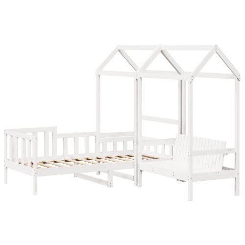 Ensemble de lit de jour et de banc avec toit sans matelas blanc - Photo n°3; ?>