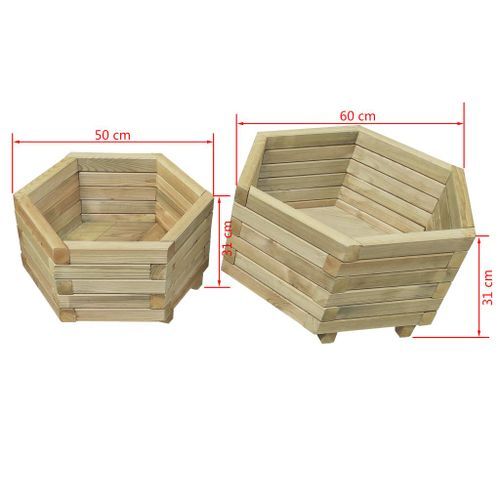 Ensemble de jardinière de jardin 2 pcs Bois de pin impregné - Photo n°3; ?>