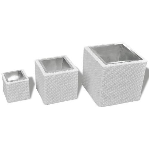 Ensemble de lit surélevée carré 3 pcs Rotin Blanc - Photo n°2; ?>