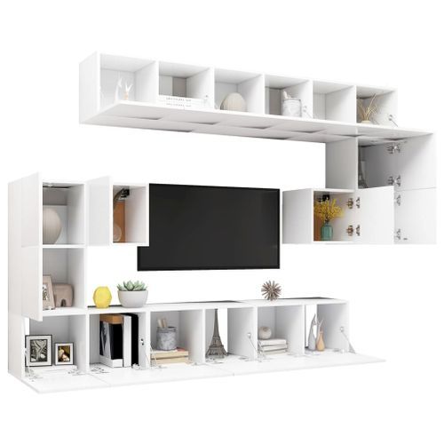 Ensemble de meuble TV 10 pcs Blanc - Photo n°3; ?>