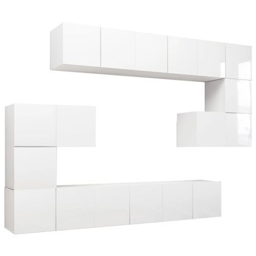 Ensemble de meuble TV 10 pcs Blanc brillant - Photo n°2; ?>