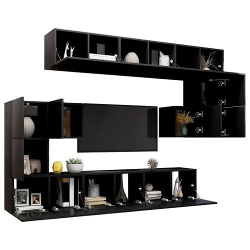 Ensemble de meuble TV 10 pcs Noir - Photo n°3; ?>