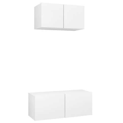 Ensemble de meuble TV 2 pcs Blanc 2 - Photo n°2; ?>