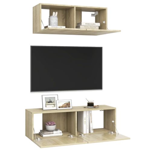 Ensemble de meuble TV 2 pcs Chêne sonoma 2 - Photo n°3; ?>