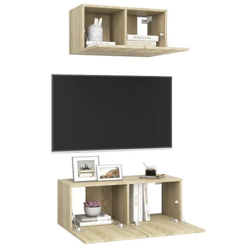 Ensemble de meuble TV 2 pcs Chêne sonoma - Photo n°3; ?>