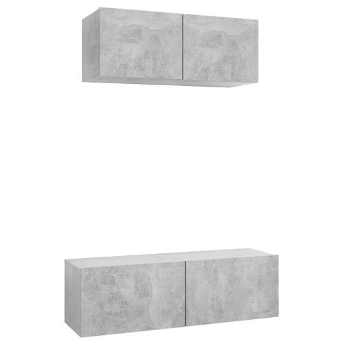 Ensemble de meuble TV 2 pcs Gris béton 2 - Photo n°2; ?>