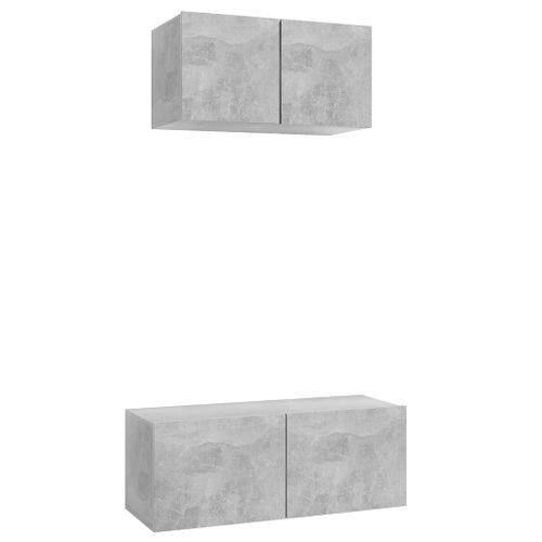 Ensemble de meuble TV 2 pcs Gris béton - Photo n°2; ?>