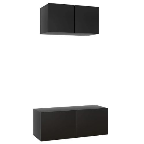 Ensemble de meuble TV 2 pcs Noir 4 - Photo n°2; ?>