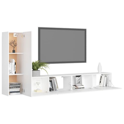 Ensemble de meuble TV 3 pcs Blanc 6 - Photo n°3; ?>