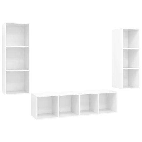 Ensemble de meuble TV 3 pcs Blanc brillant 4 - Photo n°2; ?>