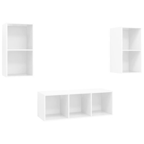 Ensemble de meuble TV 3 pcs Blanc brillant 2 - Photo n°2; ?>