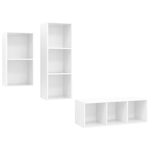 Ensemble de meuble TV 3 pcs Blanc brillant 3 - Photo n°2; ?>