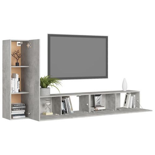 Ensemble de meuble TV 3 pcs Gris béton 2 - Photo n°3; ?>