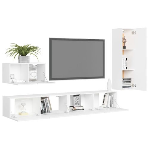 Ensemble de meuble TV 4 pcs Blanc 13 - Photo n°3; ?>