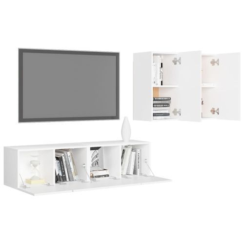 Ensemble de meuble TV 4 pcs Blanc 15 - Photo n°3; ?>