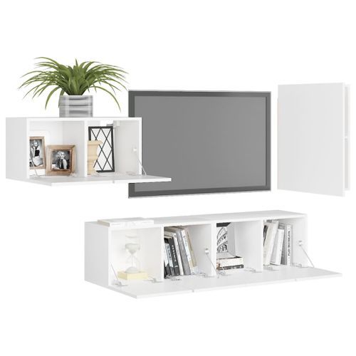 Ensemble de meuble TV 4 pcs Blanc 11 - Photo n°3; ?>