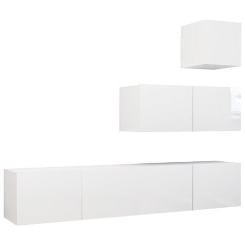 Ensemble de meuble TV 4 pcs Blanc brillant 15 - Photo n°2; ?>