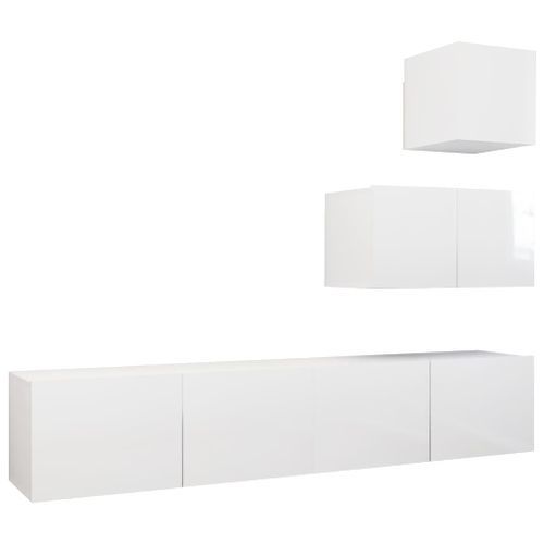 Ensemble de meuble TV 4 pcs Blanc brillant 17 - Photo n°2; ?>