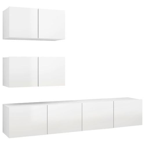 Ensemble de meuble TV 4 pcs Blanc brillant 8 - Photo n°2; ?>