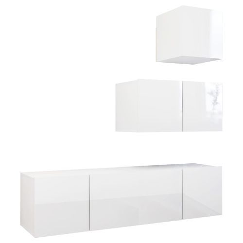 Ensemble de meuble TV 4 pcs Blanc brillant 7 - Photo n°2; ?>