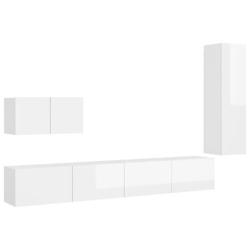 Ensemble de meuble TV 4 pcs Blanc brillant 13 - Photo n°2; ?>