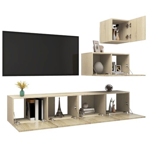 Ensemble de meuble TV 4 pcs Chêne sonoma 16 - Photo n°3; ?>