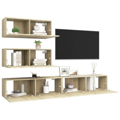 Ensemble de meuble TV 4 pcs Chêne sonoma 3 - Photo n°3; ?>