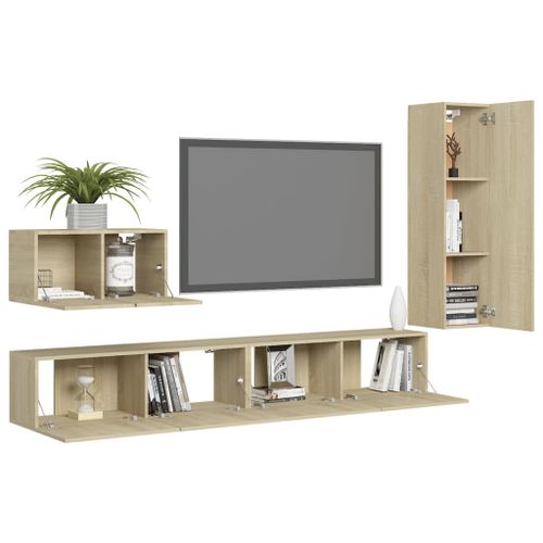 Ensemble de meuble TV 4 pcs Chêne sonoma 2 - Photo n°3; ?>