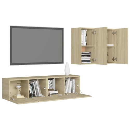 Ensemble de meuble TV 4 pcs Chêne sonoma 11 - Photo n°3; ?>