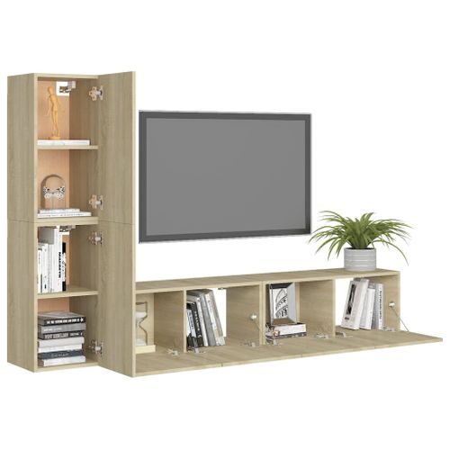 Ensemble de meuble TV 4 pcs Chêne sonoma 4 - Photo n°3; ?>