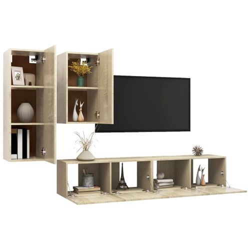 Ensemble de meuble TV 4 pcs Chêne sonoma 14 - Photo n°3; ?>