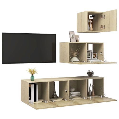 Ensemble de meuble TV 4 pcs Chêne sonoma 12 - Photo n°3; ?>