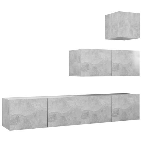 Ensemble de meuble TV 4 pcs Gris béton 14 - Photo n°2; ?>