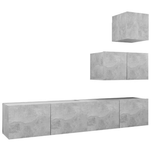 Ensemble de meuble TV 4 pcs Gris béton 13 - Photo n°2; ?>