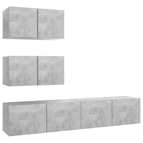 Ensemble de meuble TV 4 pcs Gris béton 11 - Photo n°2; ?>