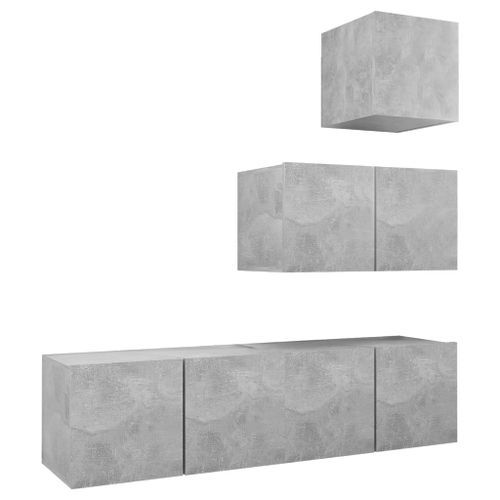 Ensemble de meuble TV 4 pcs Gris béton 8 - Photo n°2; ?>