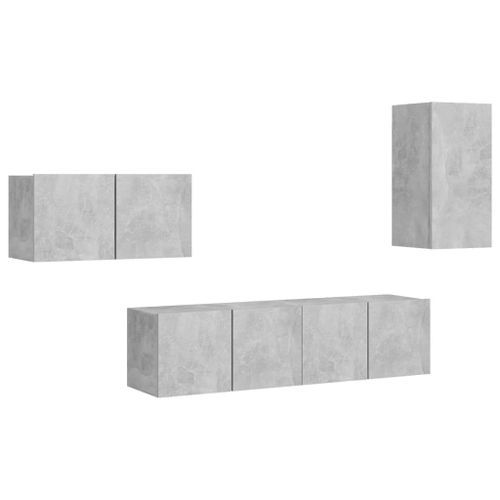 Ensemble de meuble TV 4 pcs Gris béton 7 - Photo n°2; ?>