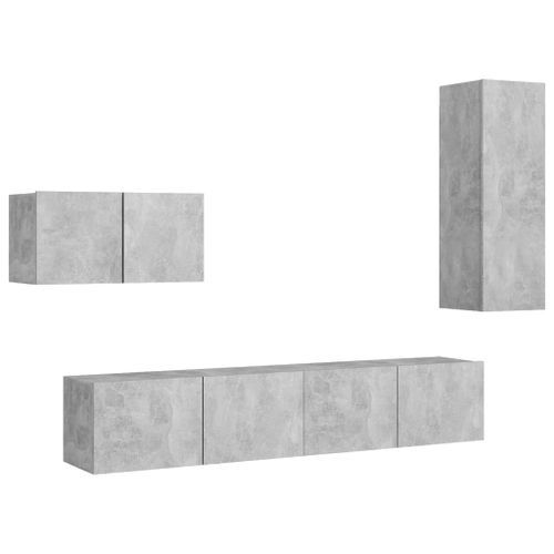 Ensemble de meuble TV 4 pcs Gris béton 3 - Photo n°2; ?>