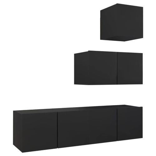 Ensemble de meuble TV 4 pcs Noir 16 - Photo n°2; ?>