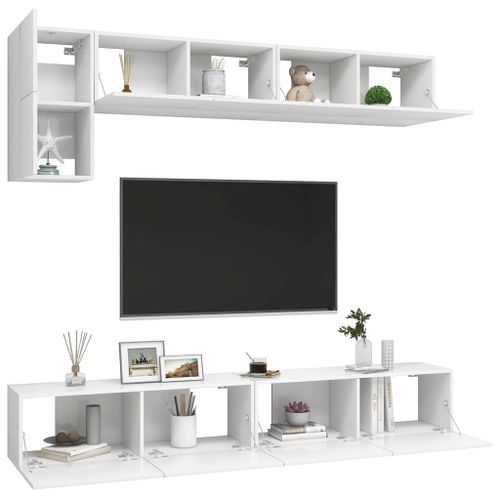 Ensemble de meuble TV 5 pcs Blanc 7 - Photo n°3; ?>