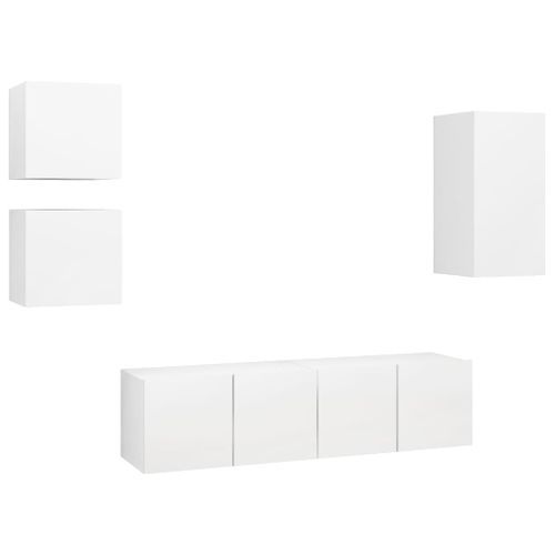 Ensemble de meuble TV 5 pcs Blanc 3 - Photo n°2; ?>