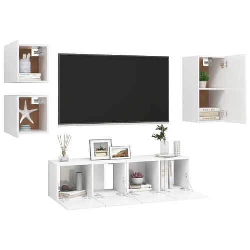 Ensemble de meuble TV 5 pcs Blanc 3 - Photo n°3; ?>