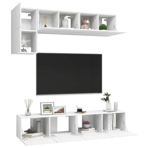 Ensemble de meuble TV 5 pcs Blanc 6 - Photo n°3; ?>