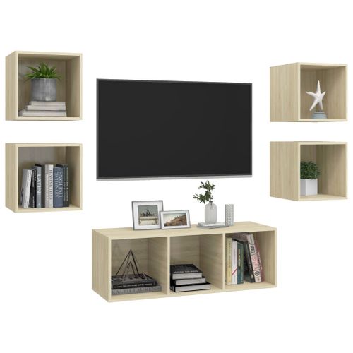 Ensemble de meuble TV 5 pcs Chêne sonoma 7 - Photo n°3; ?>